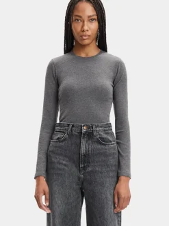 Alexa Long Sleeve Tee - Dark Grey Melange