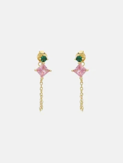 Alexia Earrings - Pink & Green