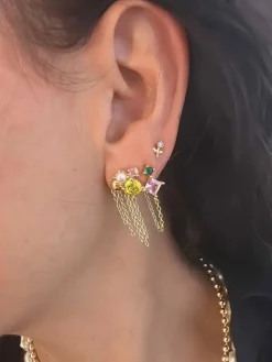 Alexia Earrings - Pink & Green