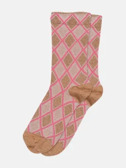 Alicia Glitter Socks - Tawny Brown
