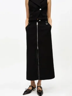 Black Bonded Crepe Skirt