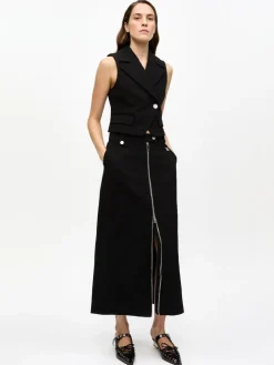 Black Bonded Crepe Skirt