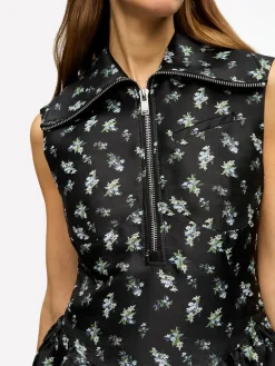 Black Floral Jacquard Midi Dress