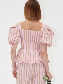 Blouson Sleeve Top - Wallpaper Stripes