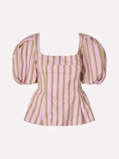 Blouson Sleeve Top - Wallpaper Stripes