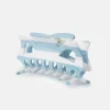 Bow Striped Clip - Light Blue
