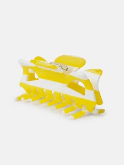 Bow Striped Clip - Yellow