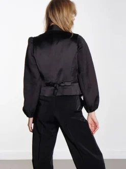 Christa Frayed Jacquard RD - Black