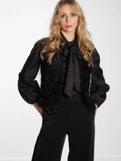 Christa Frayed Jacquard RD - Black