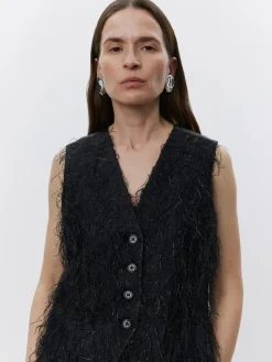 Christa Frayed Jacquard RD - Black