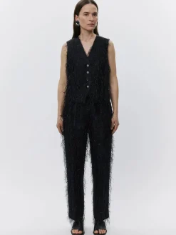 Christa Frayed Jacquard RD - Black