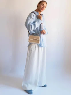 Crane Embellished Denim - Pale Flax