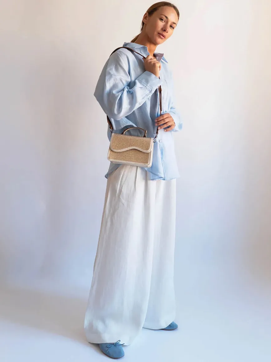 Crane Embellished Denim - Pale Flax