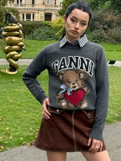Dark Grey Graphic Bear Jumper