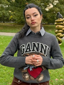 Dark Grey Graphic Bear Jumper