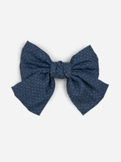 Denim Bow Hairclip - Dots