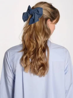 Denim Bow Hairclip - Dots