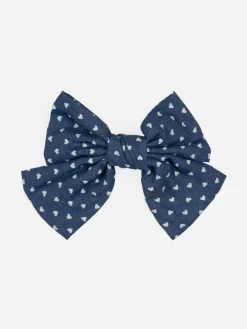 Denim Bow Hairclip - Hearts