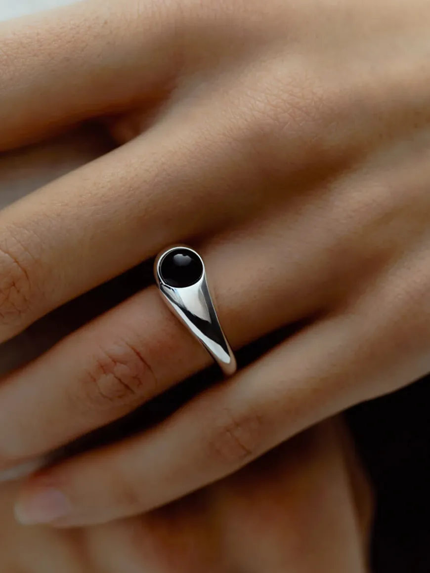 Dualism Black Onyx Ring - Silver