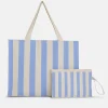 Florence Striped Set Bags - Blue/Off White