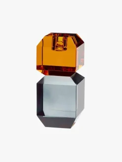 Gem Candlestick Holder - Orange/Smoked