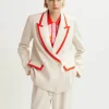 Hair Blazer - Off White/Red