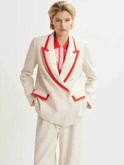 Hair Blazer - Off White/Red