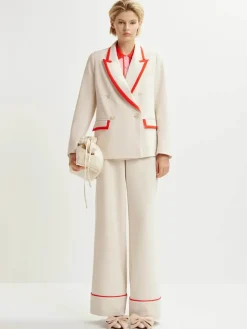 Hair Blazer - Off White/Red