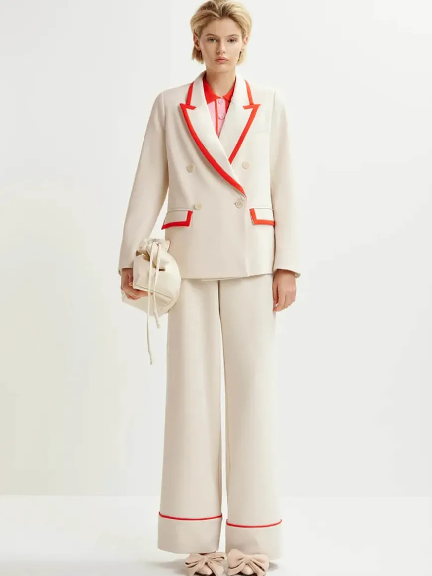 Hair Blazer - Off White/Red