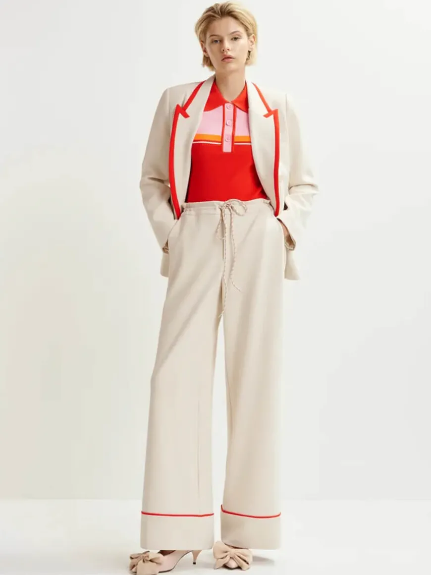 Hair Blazer - Off White/Red