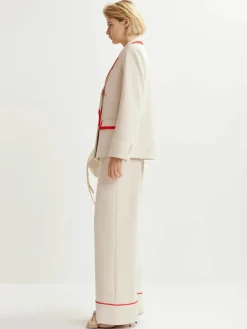 Hair Blazer - Off White/Red