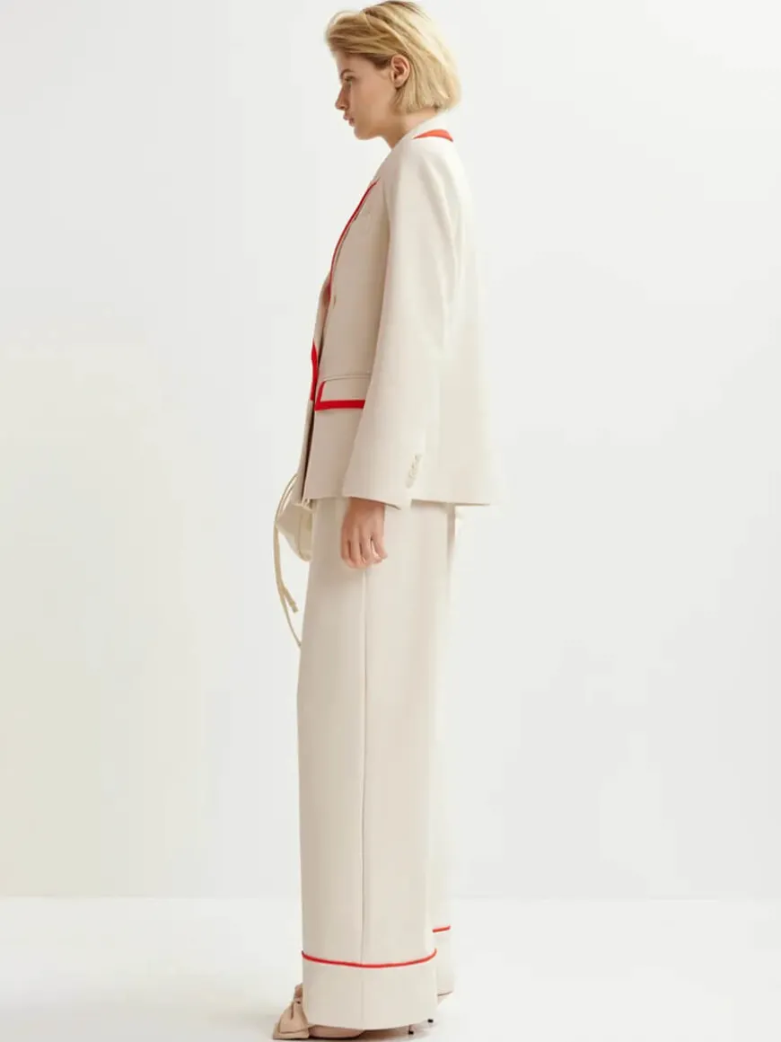 Hair Blazer - Off White/Red