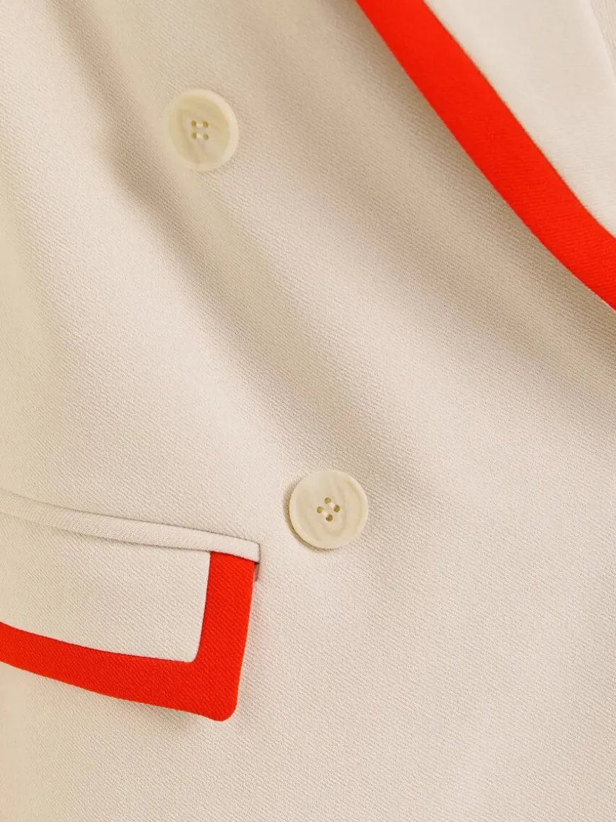 Hair Blazer - Off White/Red