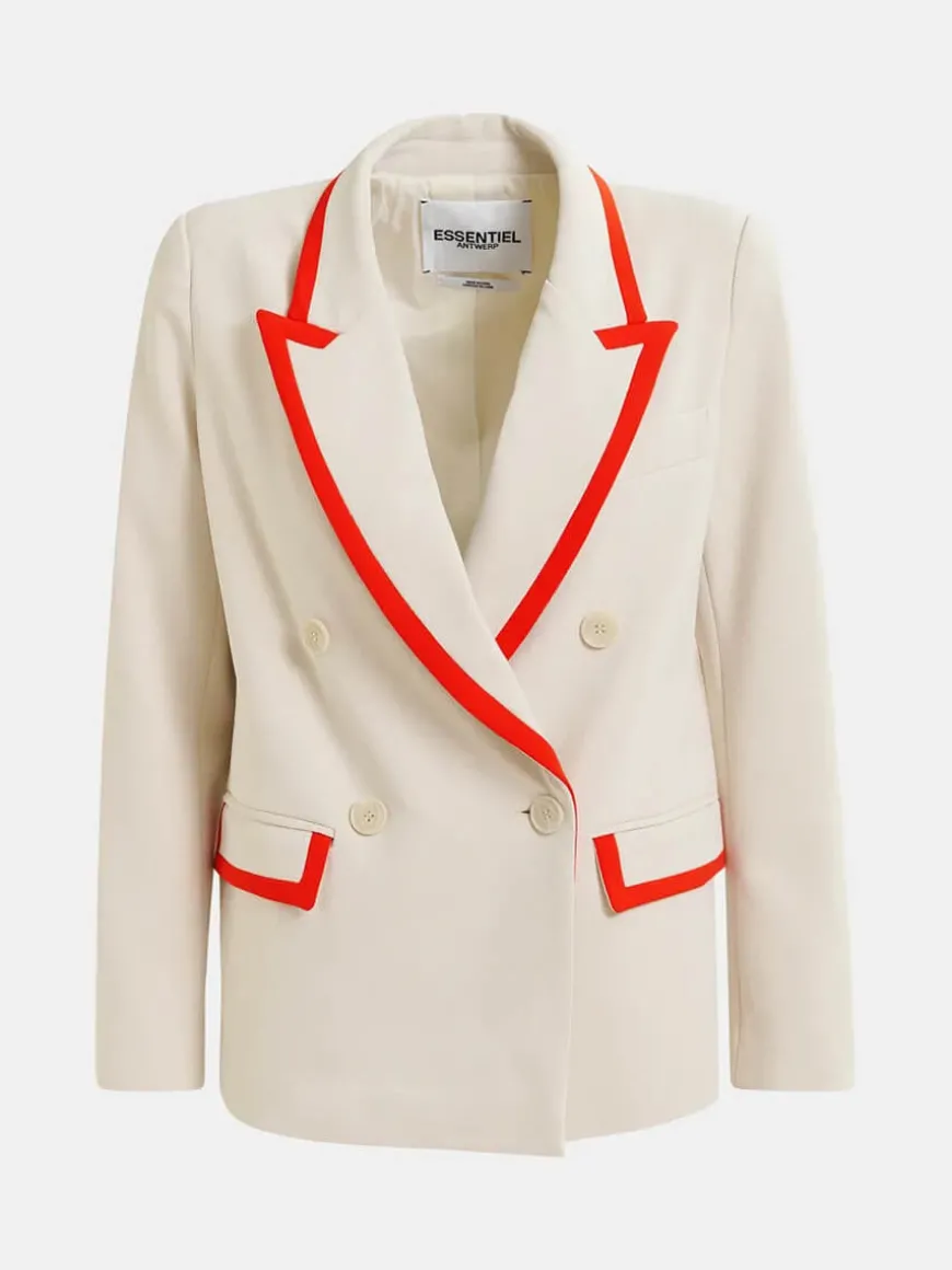 Hair Blazer - Off White/Red