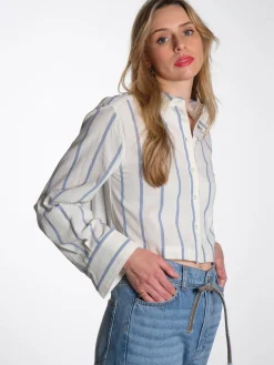 Issa - Striped Cotton cropped shirt