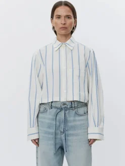 Issa - Striped Cotton cropped shirt