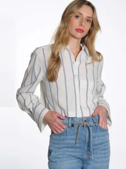 Issa - Striped Cotton cropped shirt