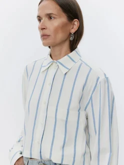 Issa - Striped Cotton cropped shirt