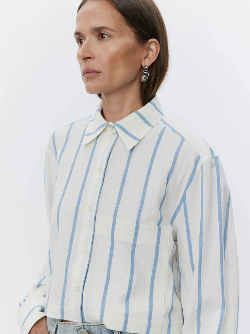 Issa - Striped Cotton cropped shirt