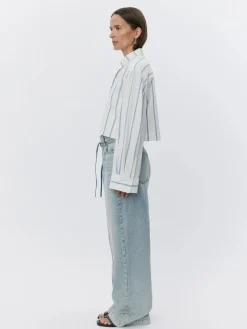 Issa - Striped Cotton cropped shirt