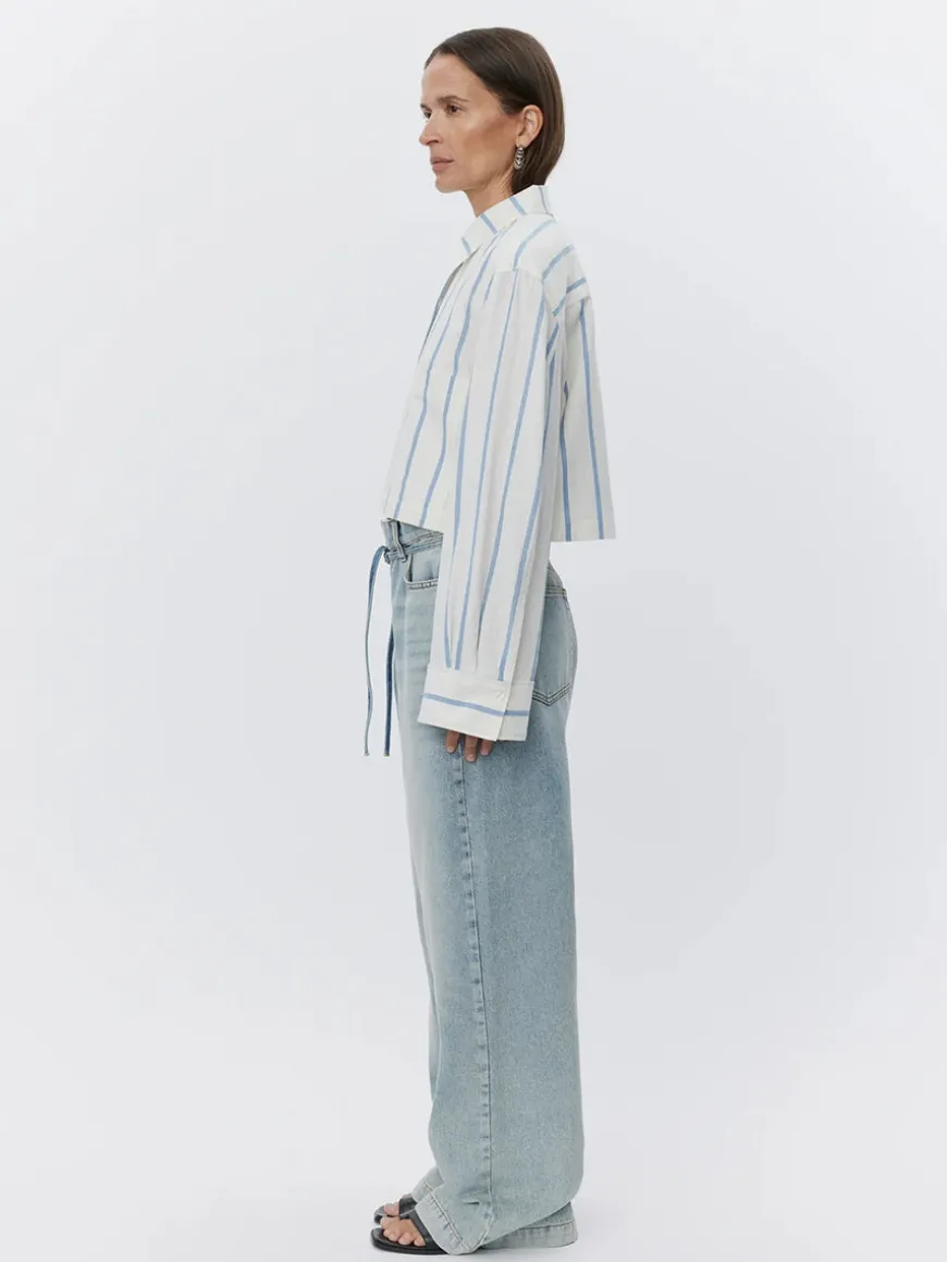 Issa - Striped Cotton cropped shirt