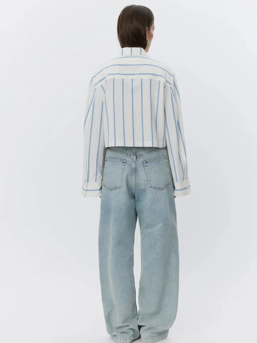 Issa - Striped Cotton cropped shirt