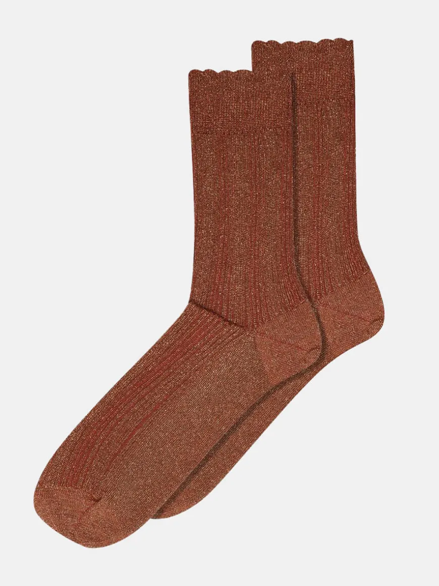 Julia Glitter Socks - Auburn