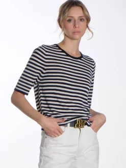 Kristin T-Shirt - Navy & Off White