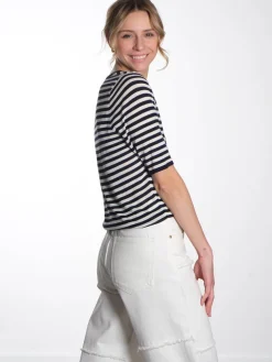 Kristin T-Shirt - Navy & Off White