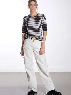 Kristin T-Shirt - Navy & Off White