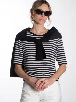 Kristin T-Shirt - Navy & Off White