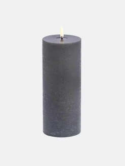 LED Melted Pillar Candle 7.8x20 - Grey