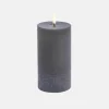 LED Melted Pillar Candle 7.8x15 - Grey