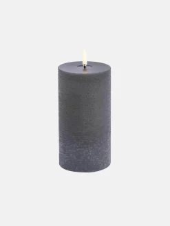 LED Melted Pillar Candle 7.8x15 - Grey